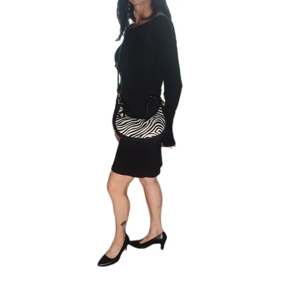 Charlie Leather Belluccina Black & White Zebra Print Small Shoulder Bag - NWT - Picture 15 of 15